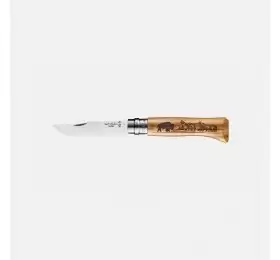 Нож Opinel №8 Animalia, нержавеющая сталь, рукоять дуб, гравировка бизон