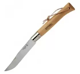 Нож Opinel №13, нержавеющая сталь, рукоять из бука, кожаный темляк, картонная коробка, 122136