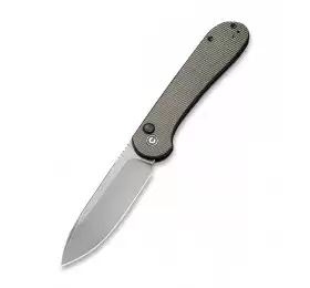 Складной нож CIVIVI Button Lock Elementum 14C28N Steel Gray Stonewashed Handle Micarta Green