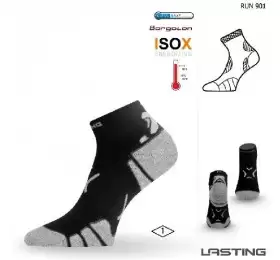 Носки Lasting RUN 901, microfiber+polypropylene, черный с серой полоской, размер M, RUN901-M