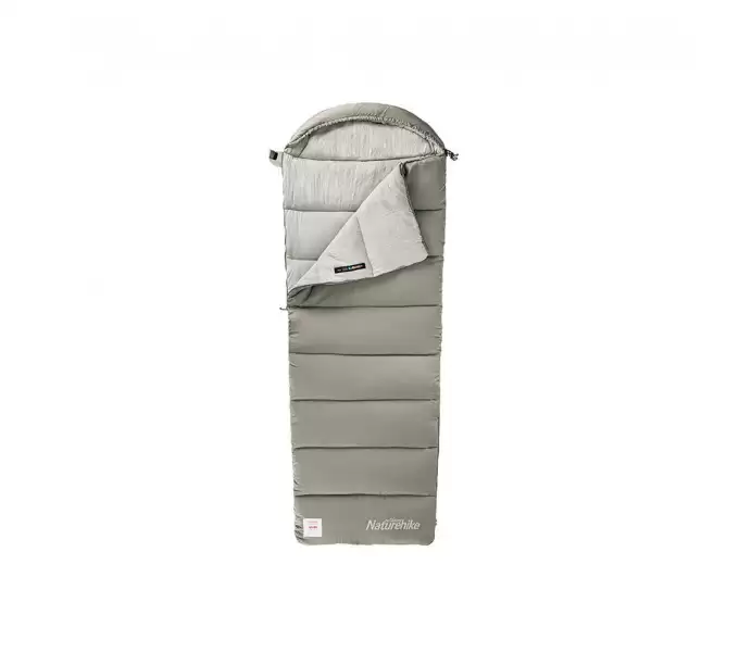 Ультралёгкий спальный мешок Naturehike NH20MSD02 M300 хлопковый с капюшоном весна осень зеленый, молния справа