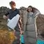 Ультралёгкий спальный мешок Naturehike NH20MSD02 M300 хлопковый с капюшоном весна осень зеленый, молния справа