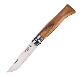 Нож Opinel №8, нержавеющая сталь, рукоять оливковое дерево, деревянный футляр, чехол, 001004