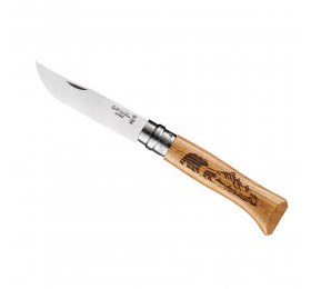 Нож Opinel №8 Animalia, нержавеющая сталь, рукоять дуб, гравировка медведь