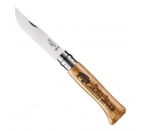 Нож Opinel №8 Animalia, нержавеющая сталь, рукоять дуб, гравировка бизон