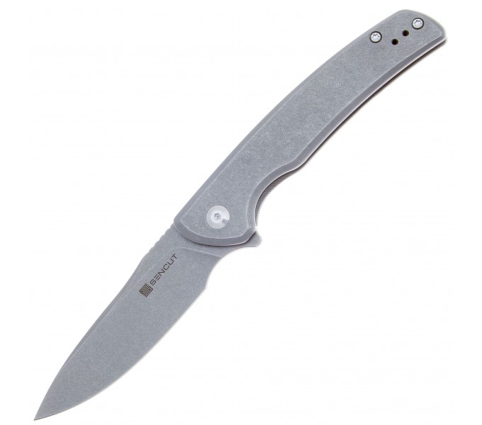 Складной нож SENCUT Tynan 10Cr15CoMoV Steel Gray Stonewashed Handle Stainless Gray