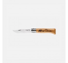 Нож Opinel №8 Animalia, нержавеющая сталь, рукоять дуб, гравировка медведь