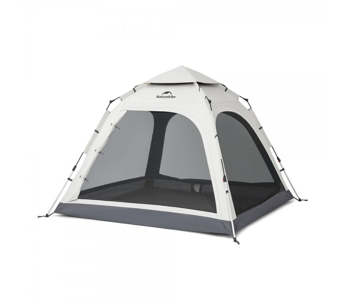 Палатка Naturehike Ango Automatic CNK2550WS010 трёхместная, большая, c навесом, светло-серая с серым
