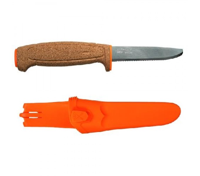 Нож Morakniv Floating Serrated Knife, нержавеющая сталь, пробковая ручка, оранжевый. 13131