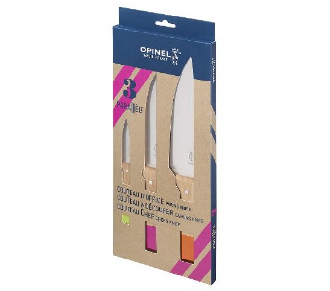 Набор ножей Opinel Parallele POP trio set №126, №118, №120, дерев. рукоять, нерж, сталь, кор. 002134
