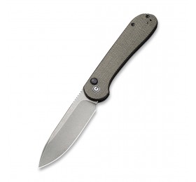 Складной нож CIVIVI Button Lock Elementum 14C28N Steel Gray Stonewashed Handle Micarta Green