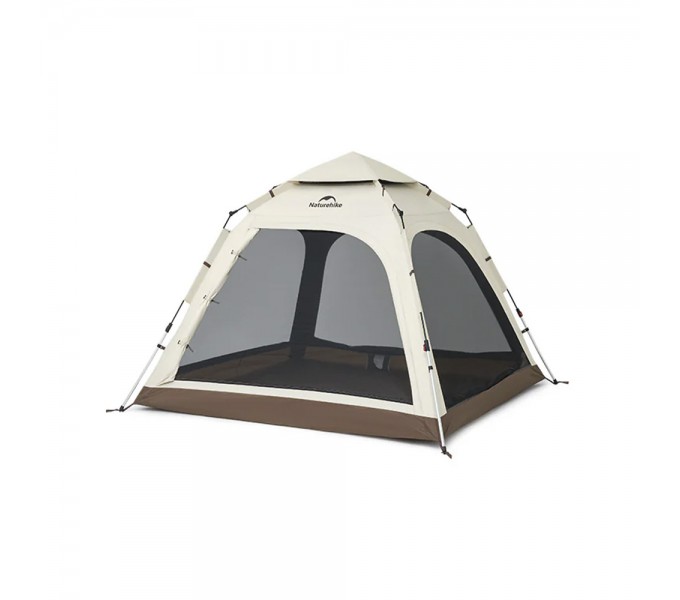 Палатка Naturehike Ango Automatic CNK2550WS010 трёхместная, большая, c навесом, бежевая с коричневым