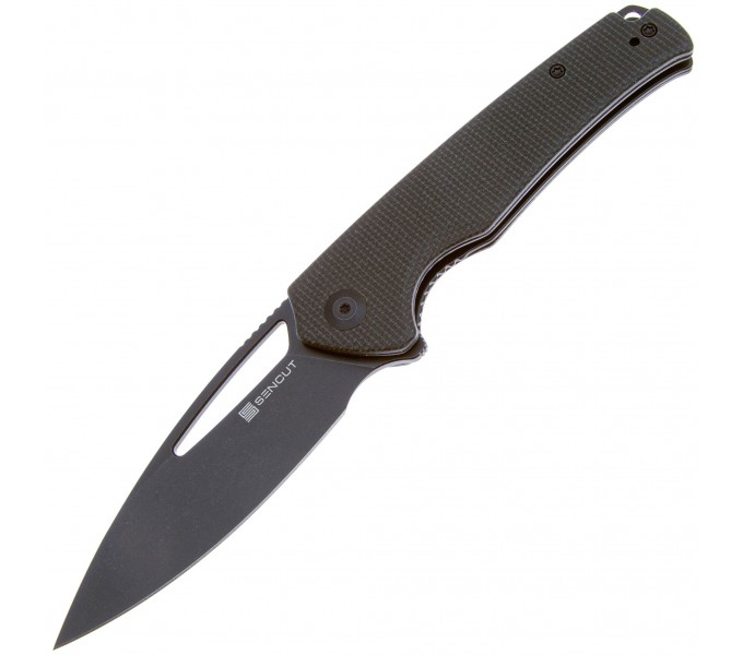 Складной нож SENCUT Mims 9Cr18MoV Steel Black Stonewashed Handle Dark Green Canvas Micarta