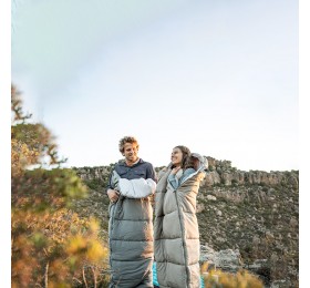 Ультралёгкий спальный мешок Naturehike CNK2350WS023 M300 хлопковый с капюшоном весна осень серый, молния слева