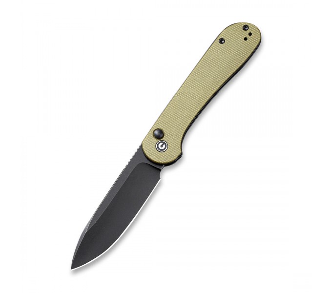 Складной нож CIVIVI Button Lock Elementum 14C28N Steel Black Stonewashed Handle G10 Olive Micarta