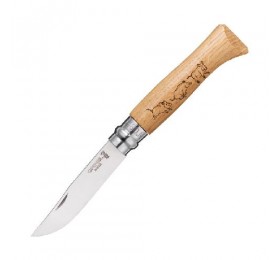 Нож Opinel №8 Animalia, нержавеющая сталь, рукоять дуб, гравировка кабан, 001624