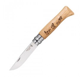 Нож Opinel №8 Animalia, нержавеющая сталь, рукоять дуб, гравировка форель, 001625