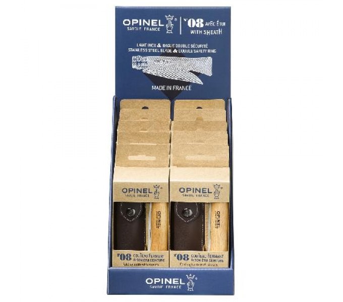 Набор-дисплей Opinel, 10 наборов ножей №8 из нержав стали + чехол, 001193