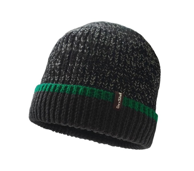 Водонепроницаемая шапка Dexshell Cuffed Beanie черный/зеленый L/XL (58-60 см)