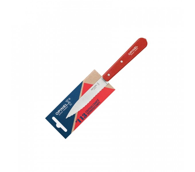 Нож столовый Opinel №113, деревянная рукоять, блистер, нержавеющая сталь, красный 003119 Нож столовый Opinel №113, деревянная рукоять, блистер, нержавеющая сталь, красный 003119