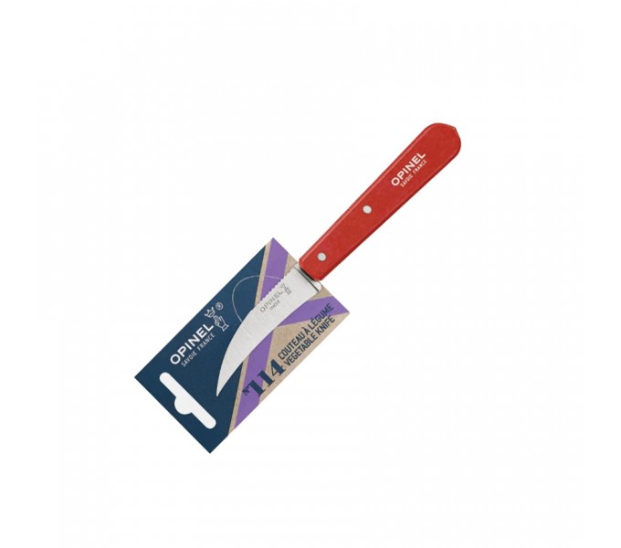 Нож столовый Opinel №114, деревянная рукоять, блистер, нержавеющая сталь, красный 003127