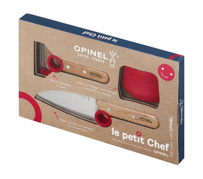 Набор ножей Opinel Le Petit Chef Set (Нож шеф-повара+нож для овощей+защита пальцев), 001746