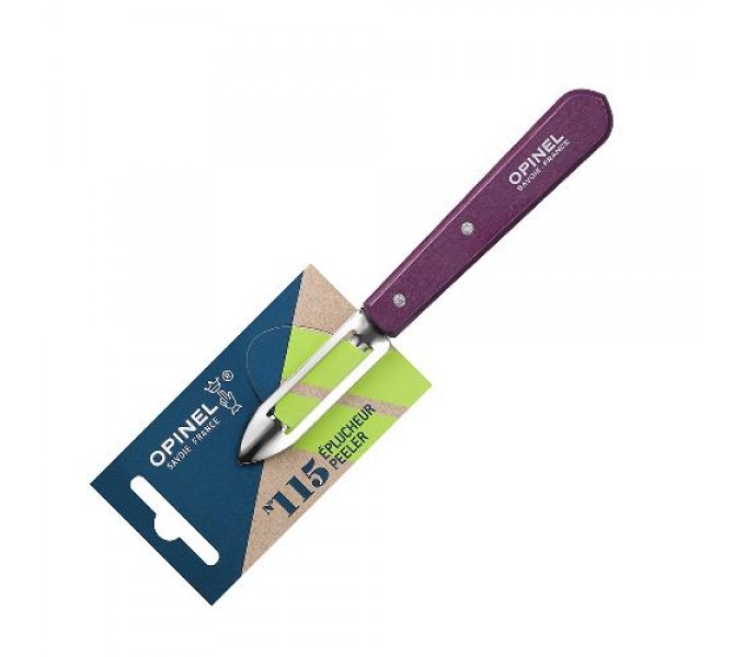 Нож для чистки овощей Opinel №115, деревянная рукоять, нержавеющая сталь, сливовый, блистер, 001929