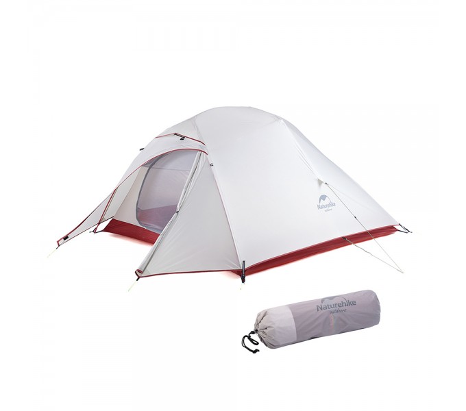 Палатка Naturehike Cloud Up NH18T030-T 20D трехместная сверхлегкая с ковриком, светло-серый, 6927595730614