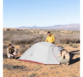 Палатка Naturehike Cloud Up NH18T030-T 20D трехместная сверхлегкая с ковриком, светло-серый, 6927595730614