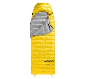 Мешок спальный Naturehike CWZ400 NH19W400-Z с пуховым конвертом L желтый, молния слева