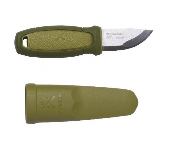 Нож Morakniv Eldris, нержавеющая сталь, цвет зеленый, ножны, шнурок, огниво, 13521