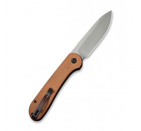 Складной нож CIVIVI Button Lock Elementum 14C28N Steel Gray Stonewashed Handle Brown Micarta