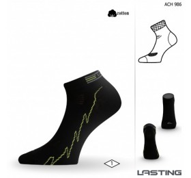 Носки Lasting ACH 986 cotton+polyamide, черный с желтой полоской, размер M , ACH986M