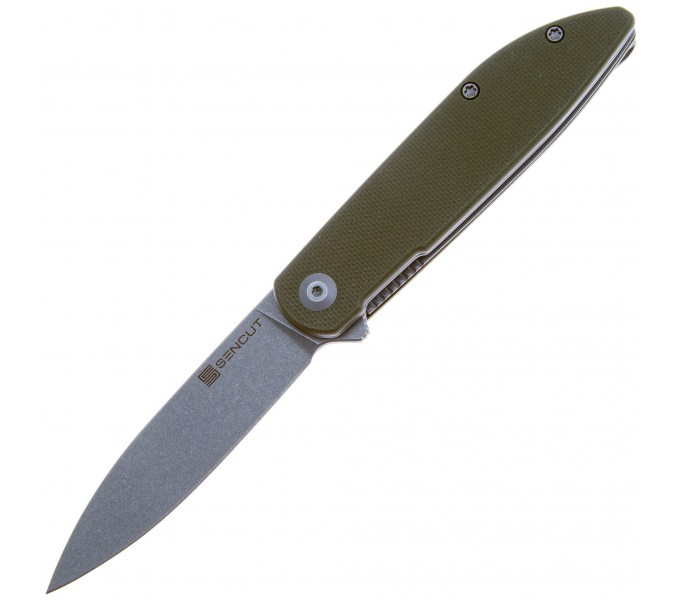 Складной нож SENCUT Bocll II D2 Steel Gray Stonewashed Handle G10 OD Green