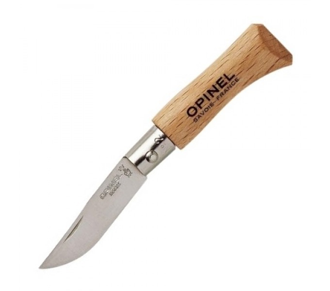 Нож Opinel №2, нержавеющая сталь, рукоять из бука, 001070