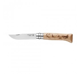 Нож Opinel №8 Alpine adventures, нержавеющая сталь, рукоять дуб, гравировка пеший туризм, 002186