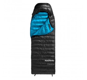 Мешок спальный Naturehike CW400 NH18C400-D с гусинным пухом, размер M, черный, молния слева