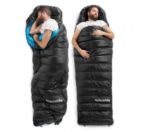 Мешок спальный Naturehike CW400 NH18C400-D с гусинным пухом, размер M, черный, молния слева