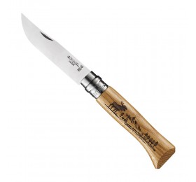 Нож Opinel №8 Animalia, нержавеющая сталь, рукоять дуб, гравировка лось