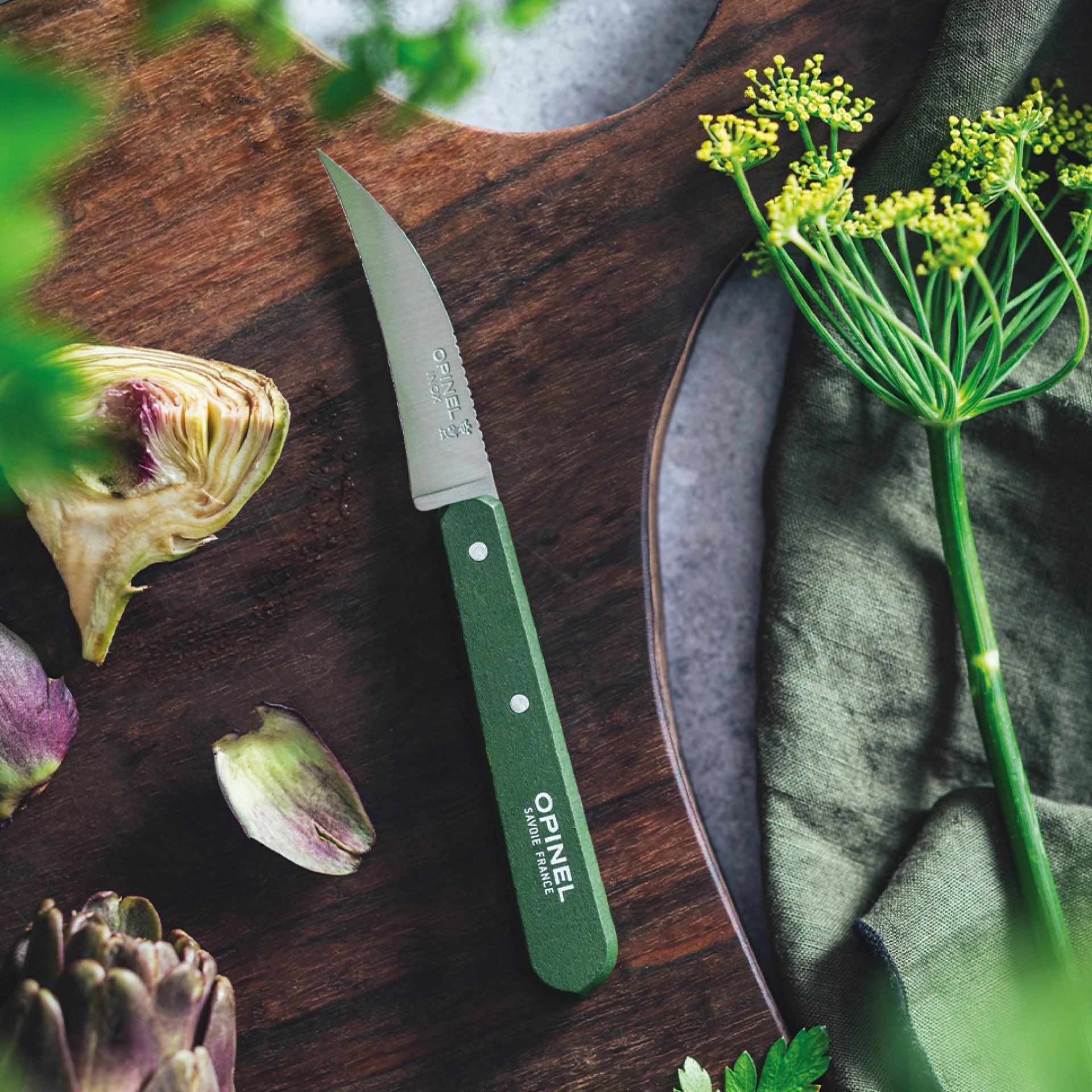 Нож столовый Opinel №114, деревянная рукоять, блистер, нержавеющая сталь, темно-зеленый 003130 Нож столовый Opinel №114, деревянная рукоять, блистер, нержавеющая сталь, темно-зеленый 003130